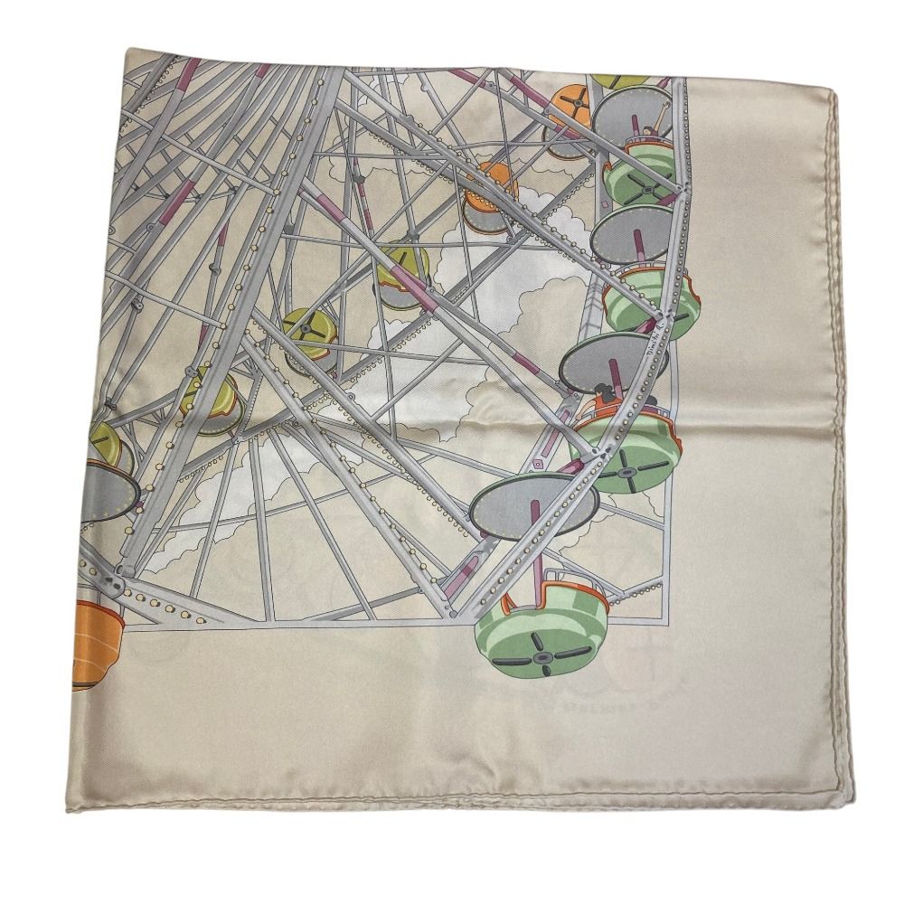 Hermes Grande Roue Ferris Wheel Carre 90 Silk Scarf Off White Second — view 4
