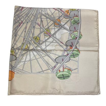 Hermes Grande Roue Ferris Wheel Carre 90 Silk Scarf Off White Second — view 4