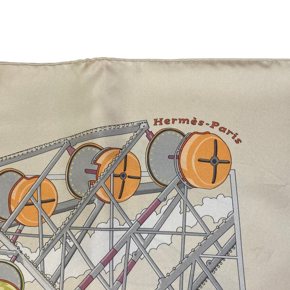 Hermes Grande Roue Ferris Wheel Carre 90 Silk Scarf Off White Second — view 6