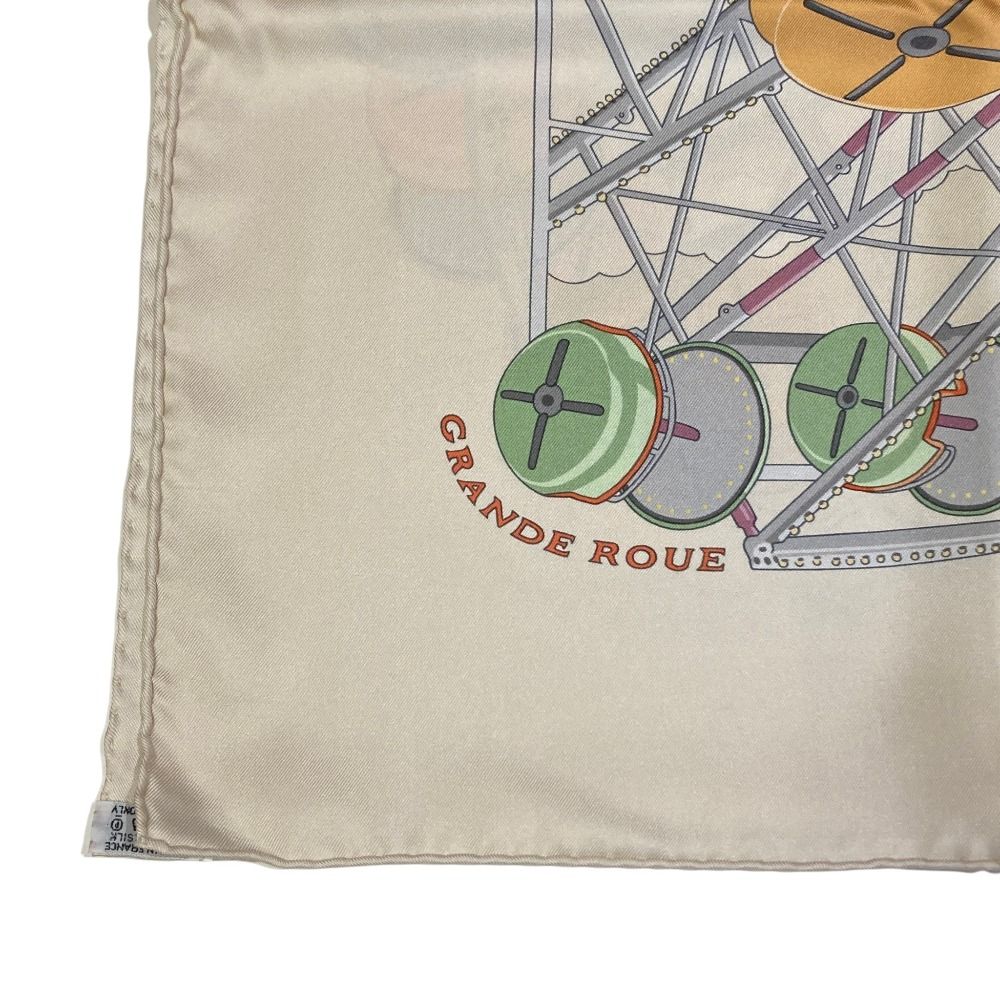 Hermes Grande Roue Ferris Wheel Carre 90 Silk Scarf Off White Second — view 2