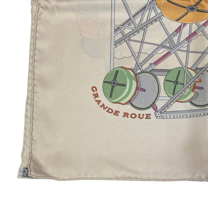 Hermes Grande Roue Ferris Wheel Carre 90 Silk Scarf Off White Second — view 2