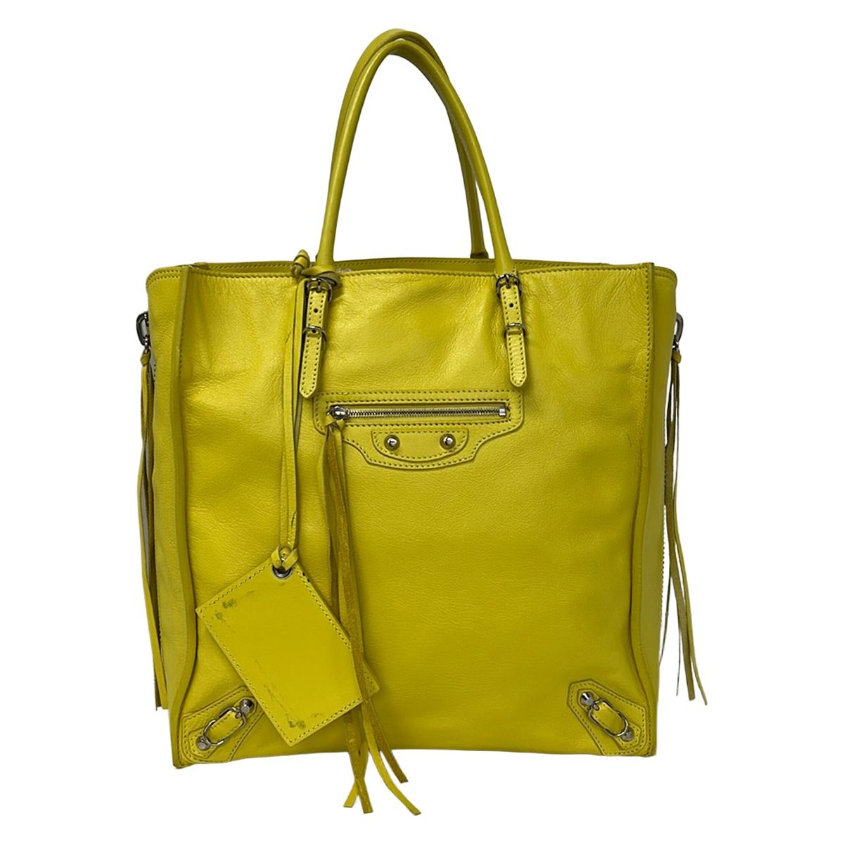 Balenciaga Tote Paper Yellow Leather