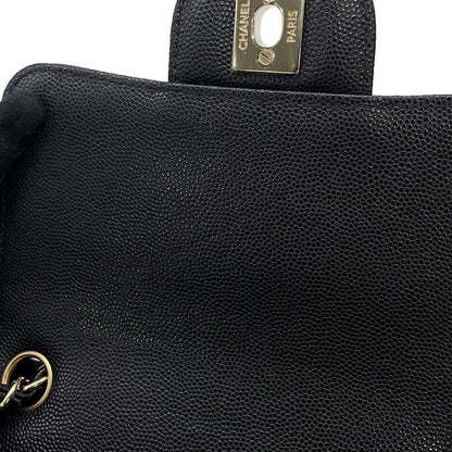Chanel Chain Shoulder Bag Quilted CC Logo Caviar Leather Mini Black — view 7
