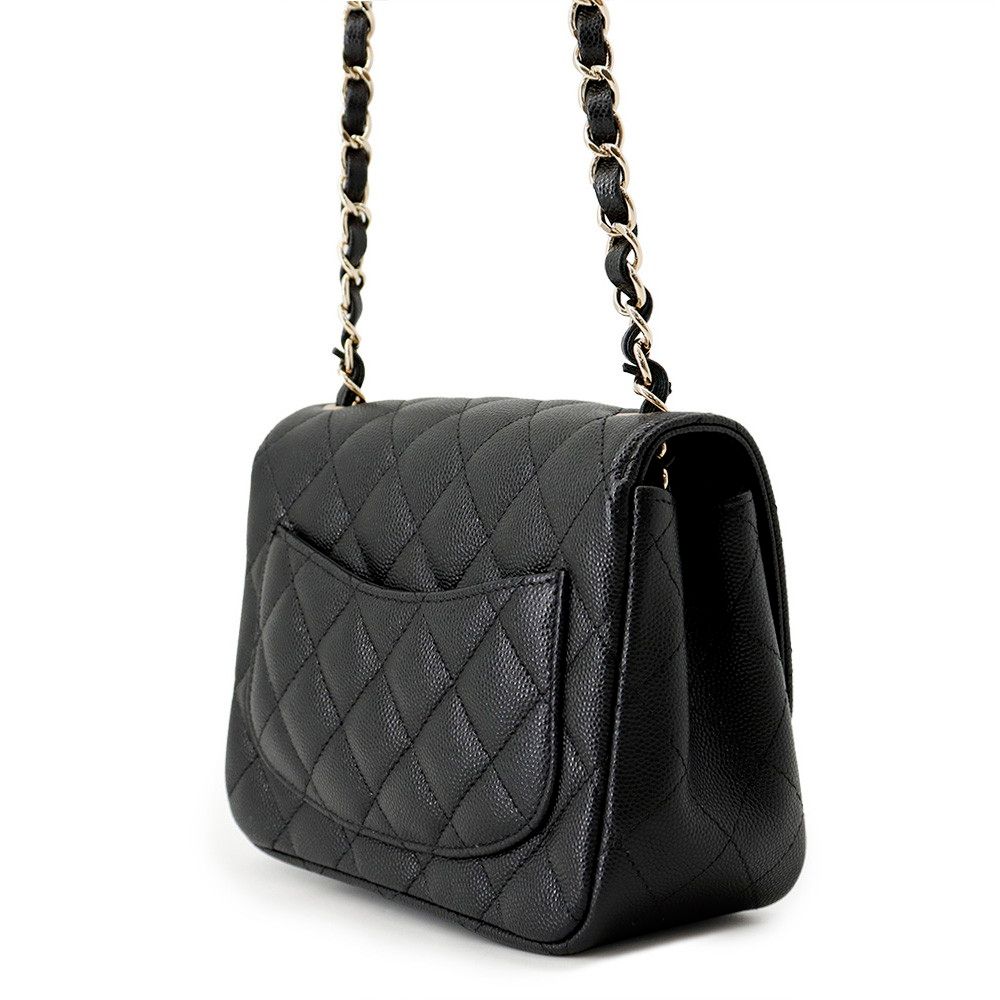 Chanel Chain Shoulder Bag Quilted CC Logo Caviar Leather Mini Black — view 2