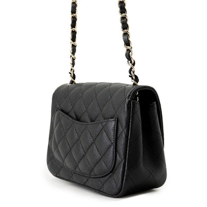 Chanel Chain Shoulder Bag Quilted CC Logo Caviar Leather Mini Black — view 2
