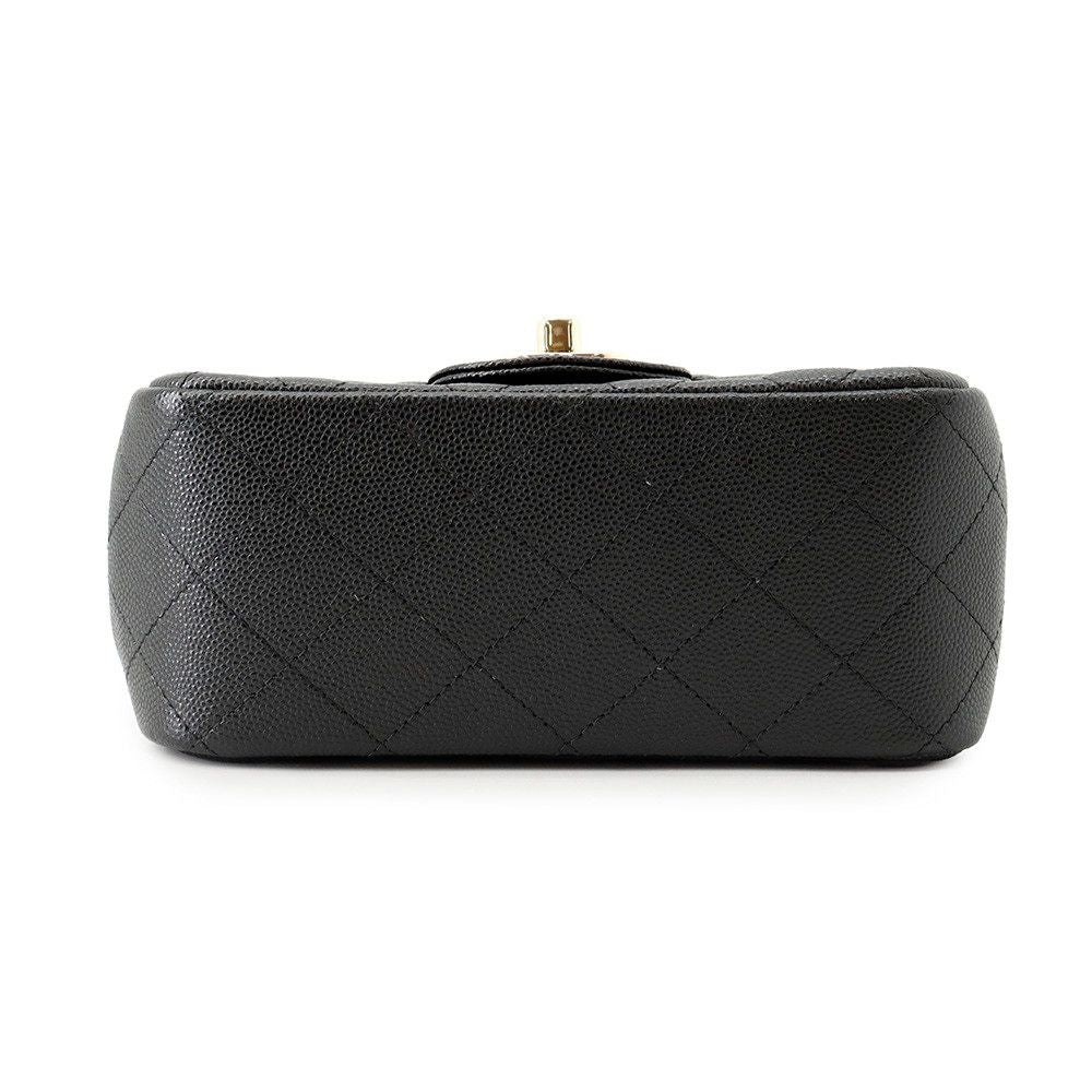 Chanel Chain Shoulder Bag Quilted CC Logo Caviar Leather Mini Black — view 3