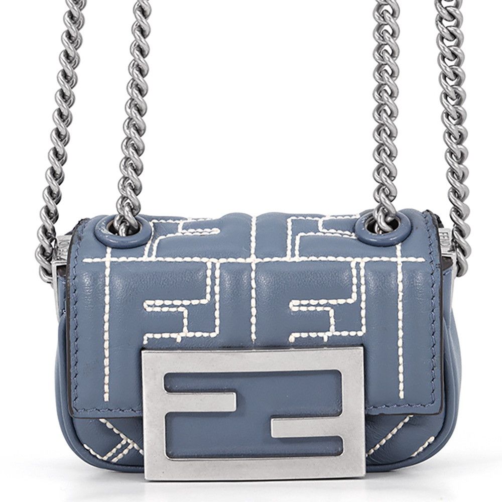 Fendi Chain Shoulder Bag Zukka Nano Bucket Leather 7