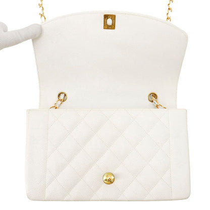 Chanel Chain Shoulder Bag Quilted 25 CC Logo Single Flap White — view 5