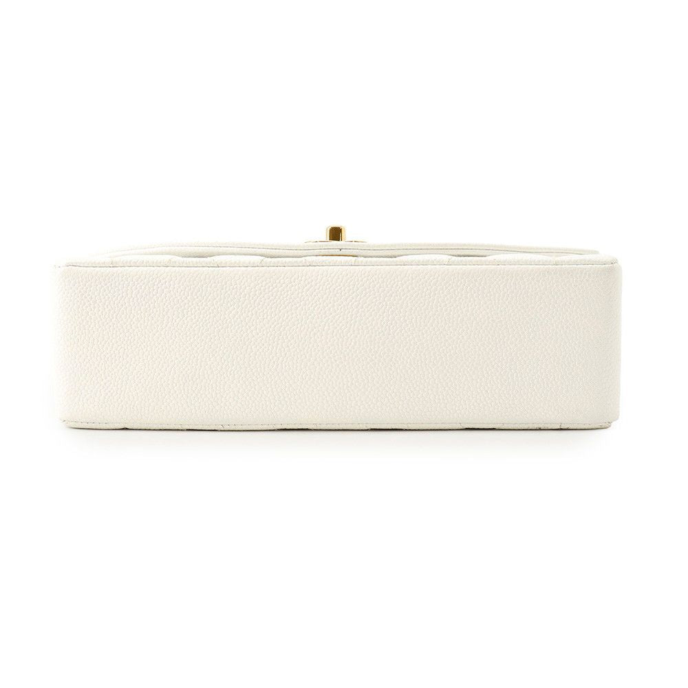 Chanel Chain Shoulder Bag Quilted 25 CC Logo Single Flap White — view 3