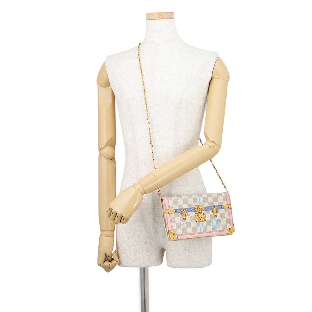Louis Vuitton Chain Wallet Damier Azur Pochette Weekend Summer Trunk Shoulder — view 4