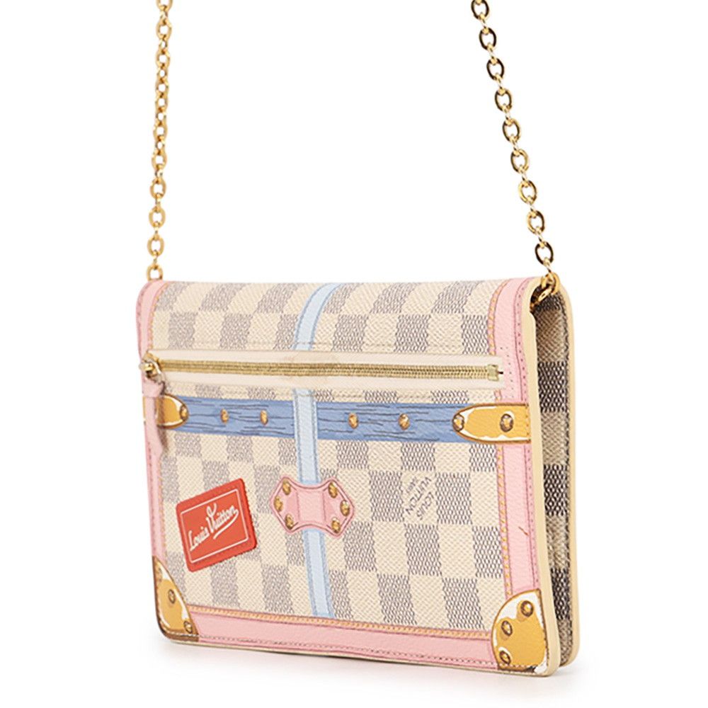 Louis Vuitton Chain Wallet Damier Azur Pochette Weekend Summer Trunk Shoulder — view 2