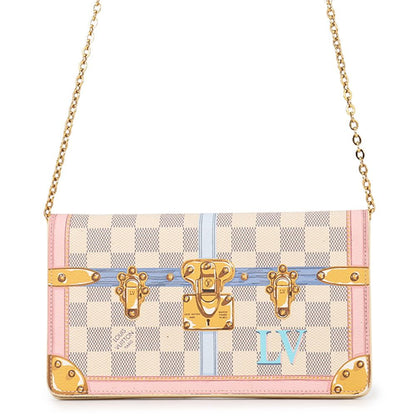 Louis Vuitton Chain Wallet Damier Azur Pochette Weekend Summer Trunk Shoulder