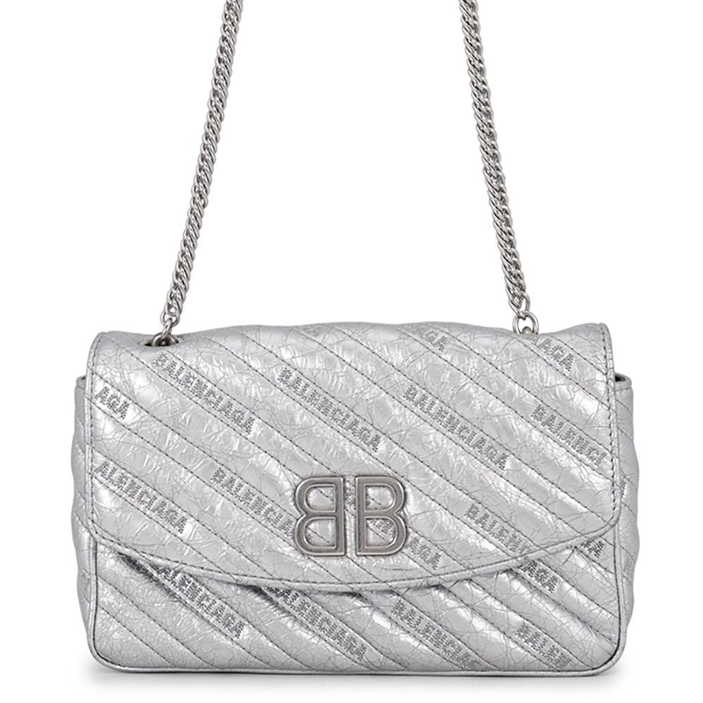 Balenciaga Chain Shoulder Bag BB Logo Leather