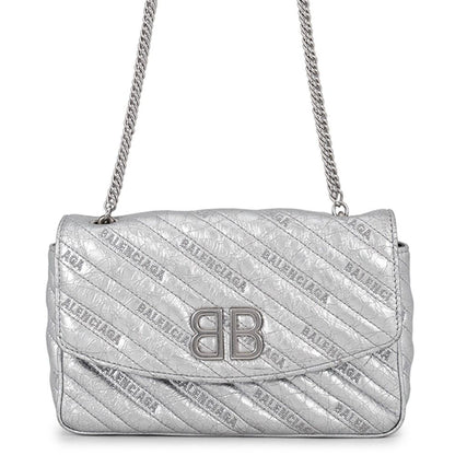 Balenciaga Chain Shoulder Bag BB Logo Leather