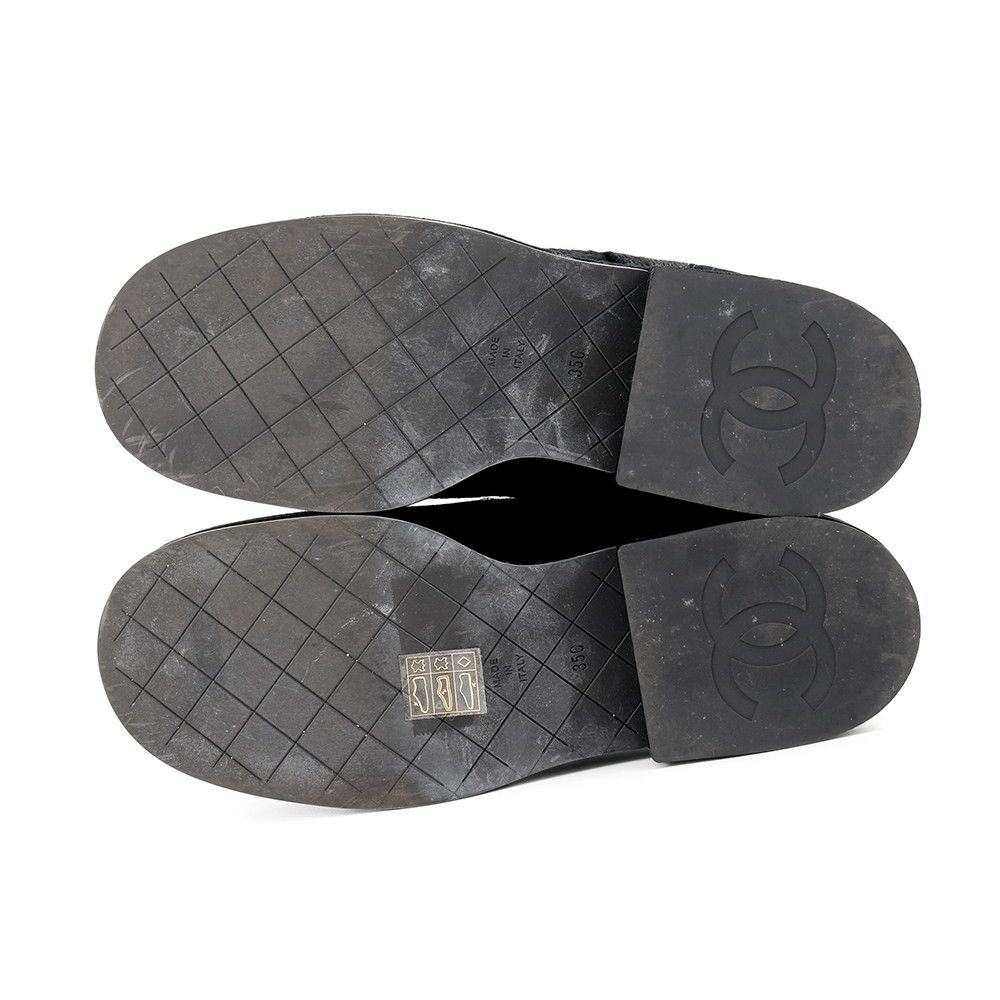 Chanel Short Boots CC Logo Calf Hair Suede c Shoes Black 35 — view 4
