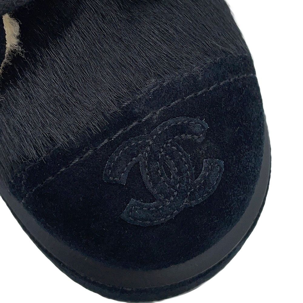 Chanel Short Boots CC Logo Calf Hair Suede c Shoes Black 35 — view 6