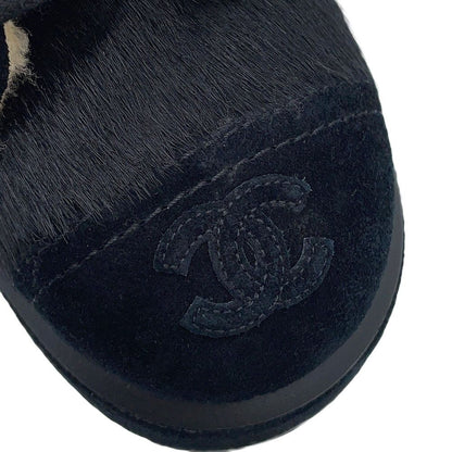 Chanel Short Boots CC Logo Calf Hair Suede c Shoes Black 35 — view 6