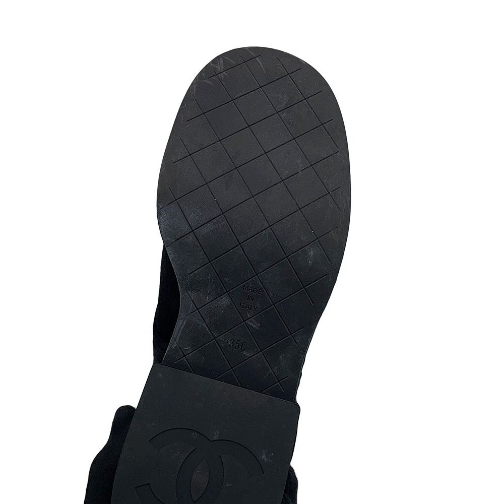 Chanel Short Boots CC Logo Calf Hair Suede c Shoes Black 35 — view 8
