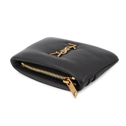 Saint Laurent Paris Coin Case Calypso Lambskin Wallet Black — view 2