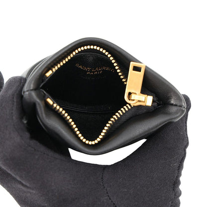 Saint Laurent Paris Coin Case Calypso Lambskin Wallet Black — view 4