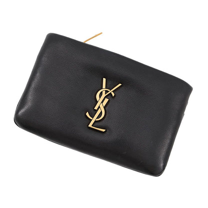 Saint Laurent Paris Coin Case Calypso Lambskin Wallet Black