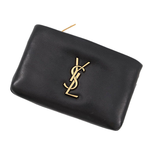 Saint Laurent Paris Coin Case Calypso Lambskin Wallet Black