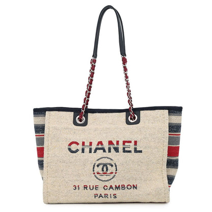 Chanel Tote Deauville Line Shopping Logo Canvas