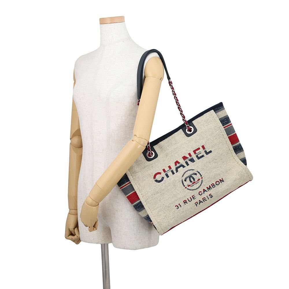 Chanel Tote Deauville Line Shopping Logo Canvas — view 4