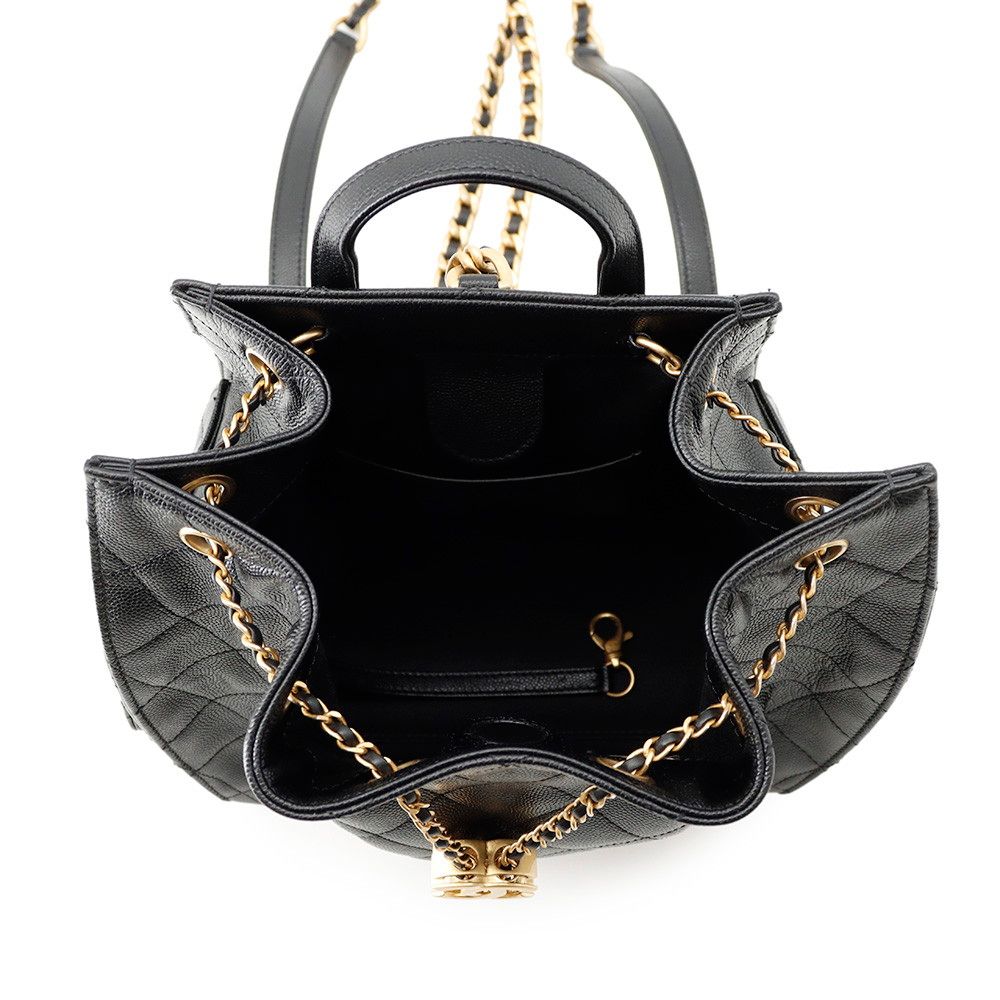 Chanel Backpack 25 Quilted CC Logo Caviar Leather Black — view 5