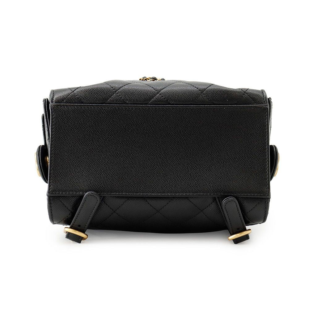Chanel Backpack 25 Quilted CC Logo Caviar Leather Black — view 3