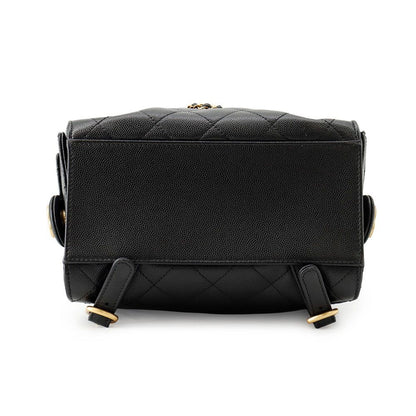 Chanel Backpack 25 Quilted CC Logo Caviar Leather Black — view 3