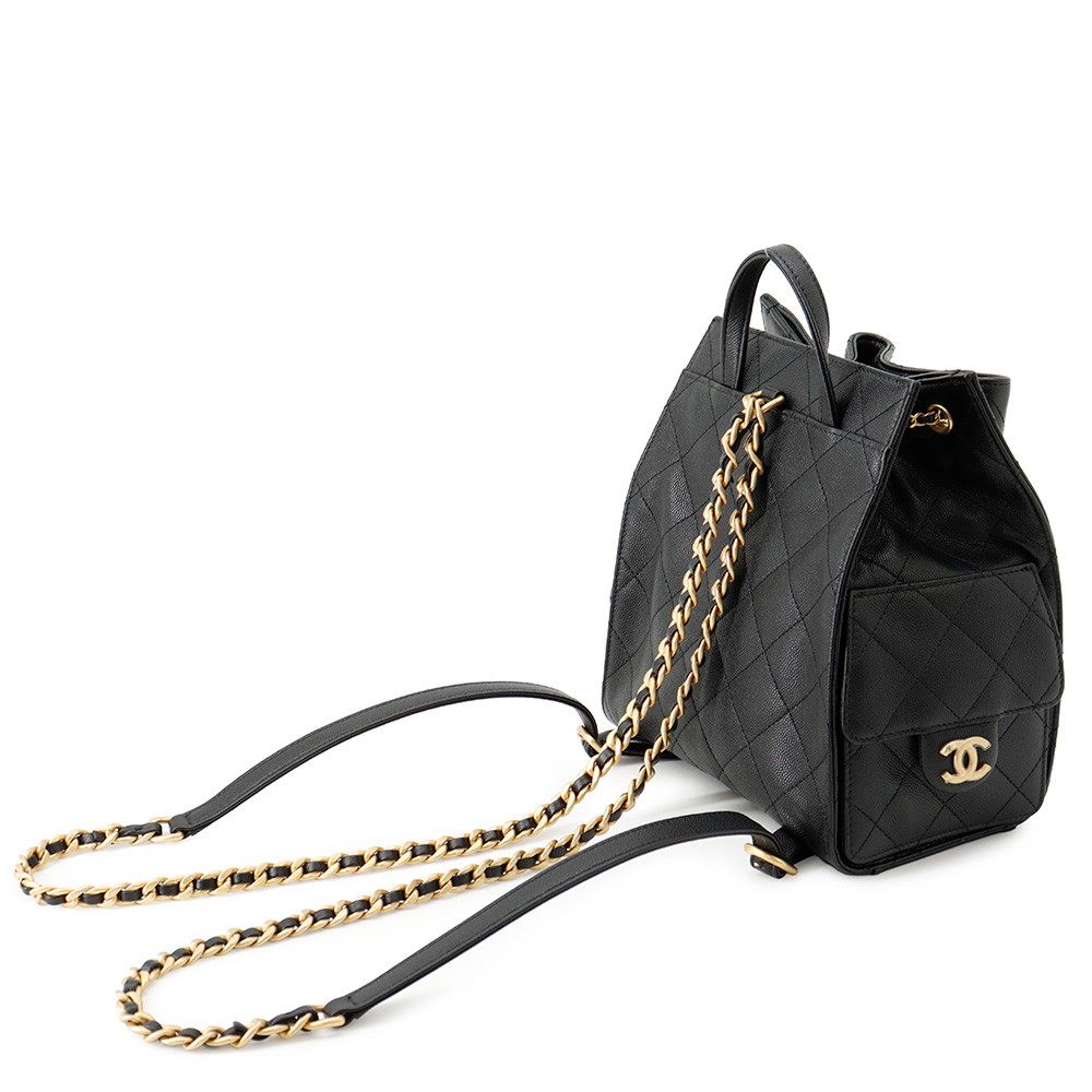 Chanel Backpack 25 Quilted CC Logo Caviar Leather Black — view 2