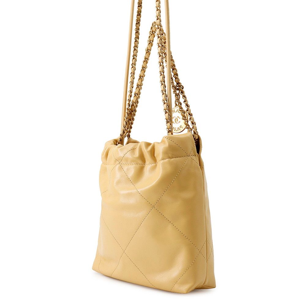 Chanel 22 Mini CC Logo Shiny Calf Leather 2-Way Shoulder — view 2