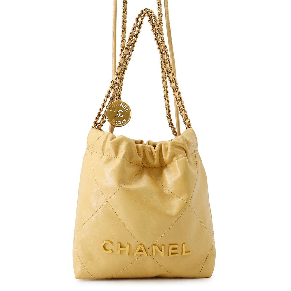 Chanel 22 Mini CC Logo Shiny Calf Leather 2-Way Shoulder