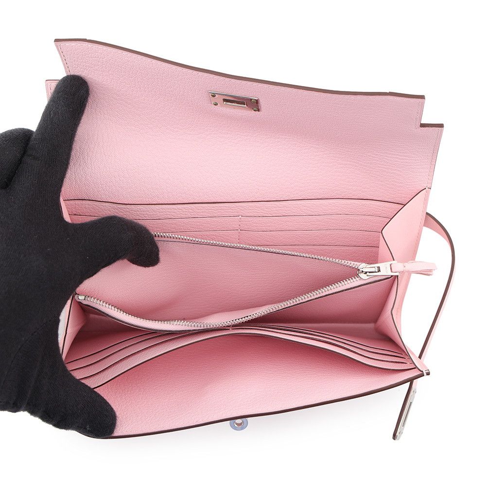 Hermes Wallet Kelly Gillies Rose Sakura Silver Swift — view 5