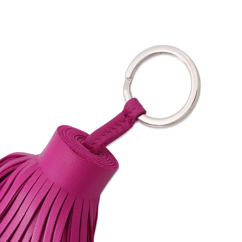 Hermes Key Holder Carmen Anemone Silver Lambskin Charm — view 4