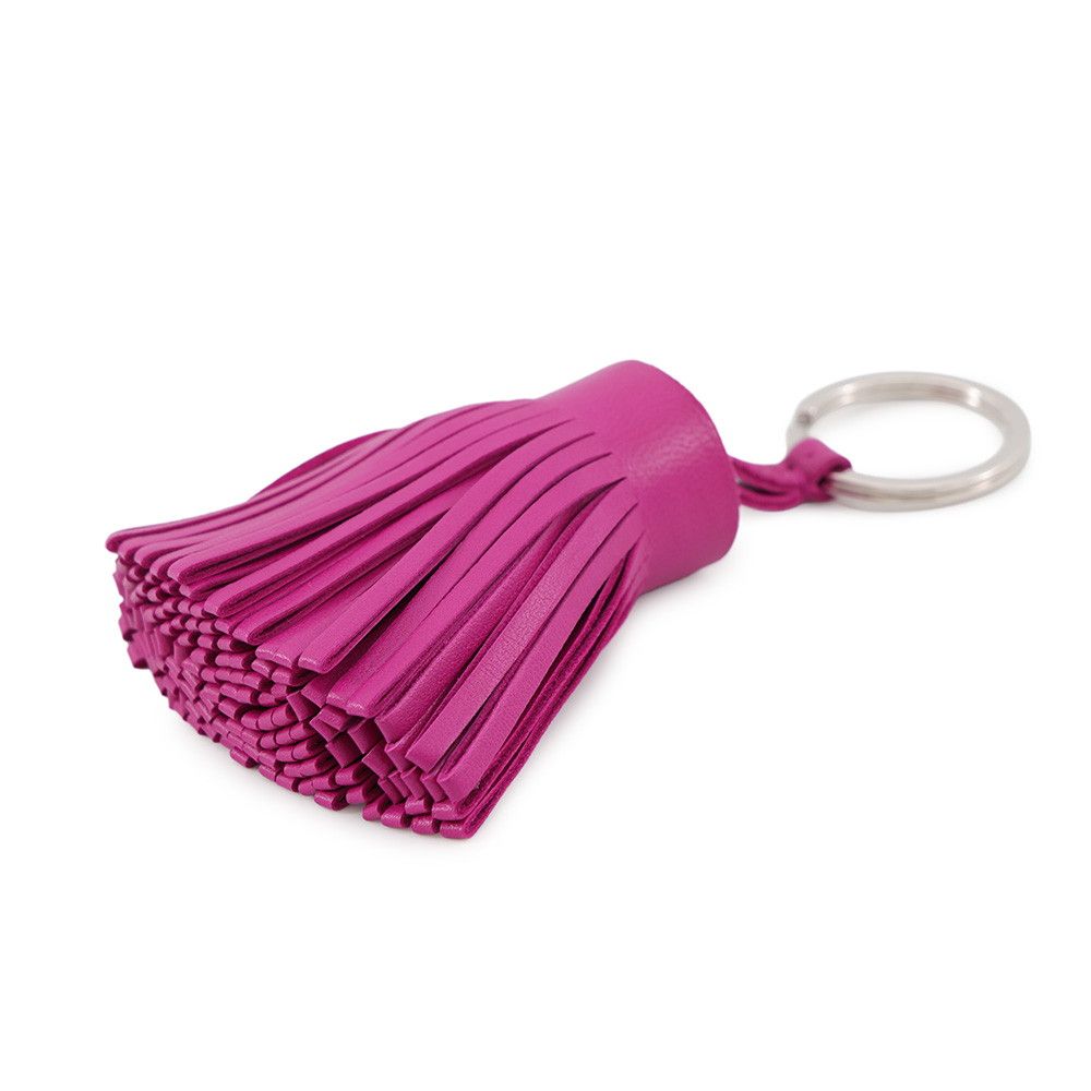 Hermes Key Holder Carmen Anemone Silver Lambskin Charm — view 2