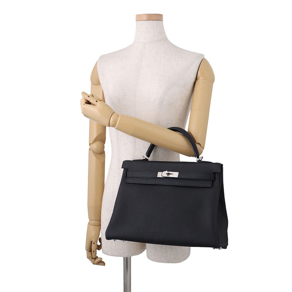 Hermes Handbag Kelly 32 Retourne Black Silver Togo 2-Way — view 4
