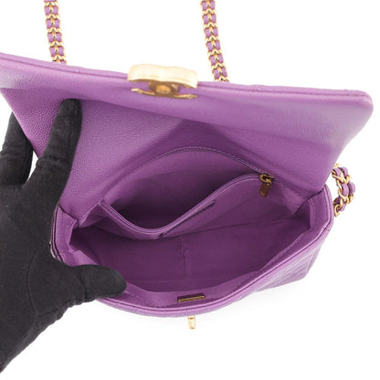 Chanel Chain Shoulder Bag Quilted CC Logo Caviar Leather — view 5