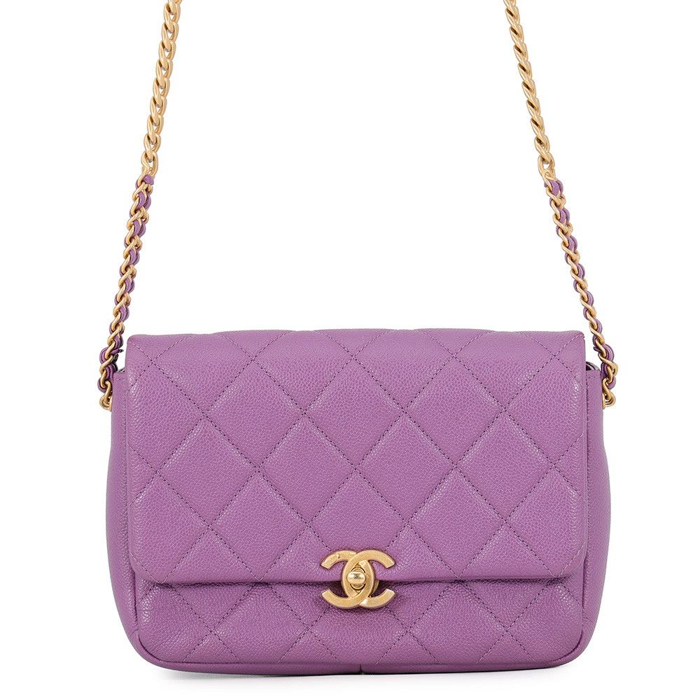 Chanel Chain Shoulder Bag Quilted CC Logo Caviar Leather