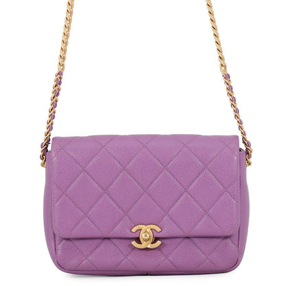 Chanel Chain Shoulder Bag Quilted CC Logo Caviar Leather