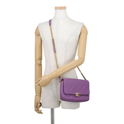 Chanel Chain Shoulder Bag Quilted CC Logo Caviar Leather — view 4