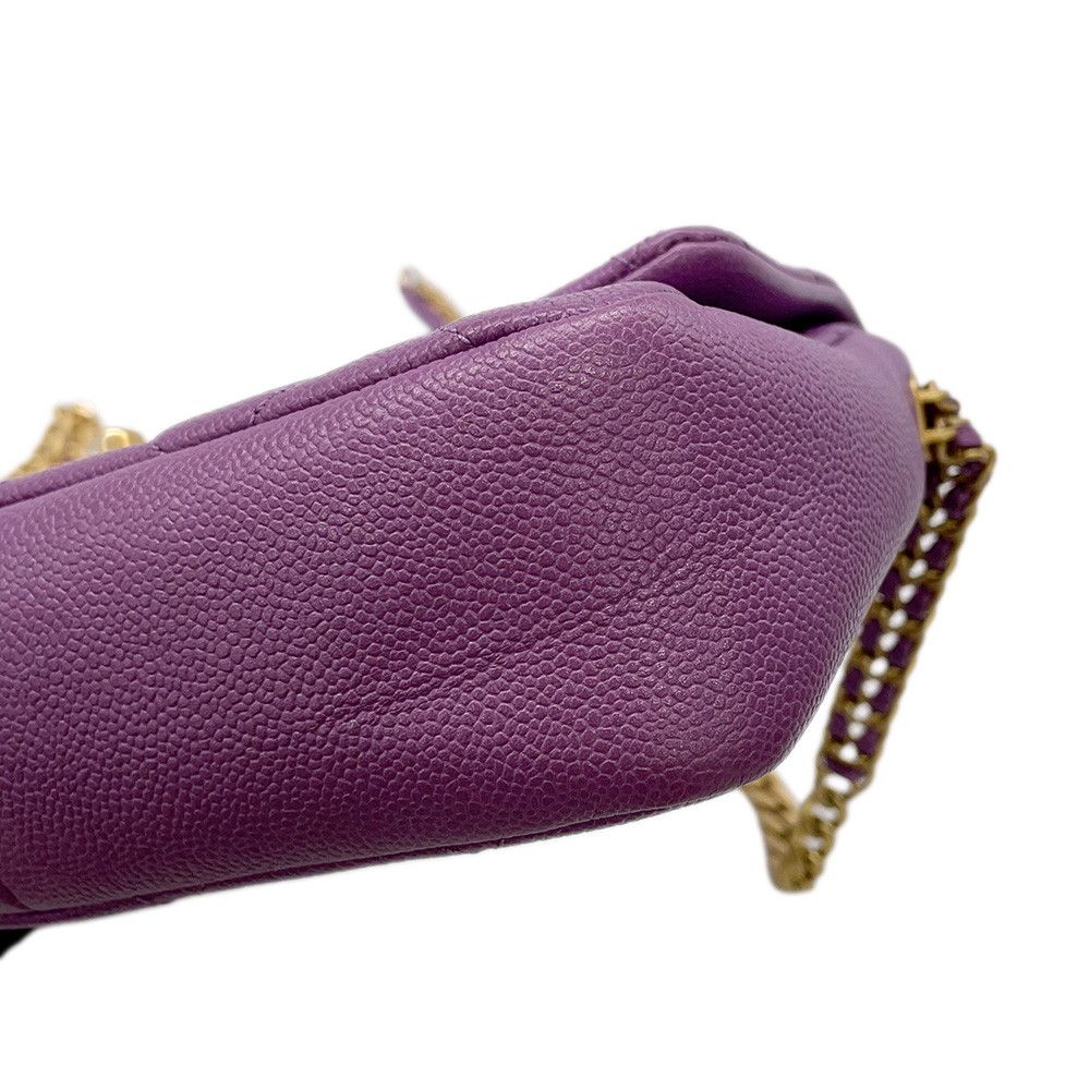 Chanel Chain Shoulder Bag Quilted CC Logo Caviar Leather — view 6
