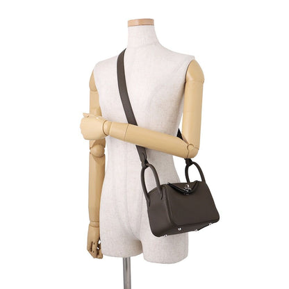 Hermes Handbag Lindy Mini Vert Roden Silver Taurillon Clemence 2-Way — view 4