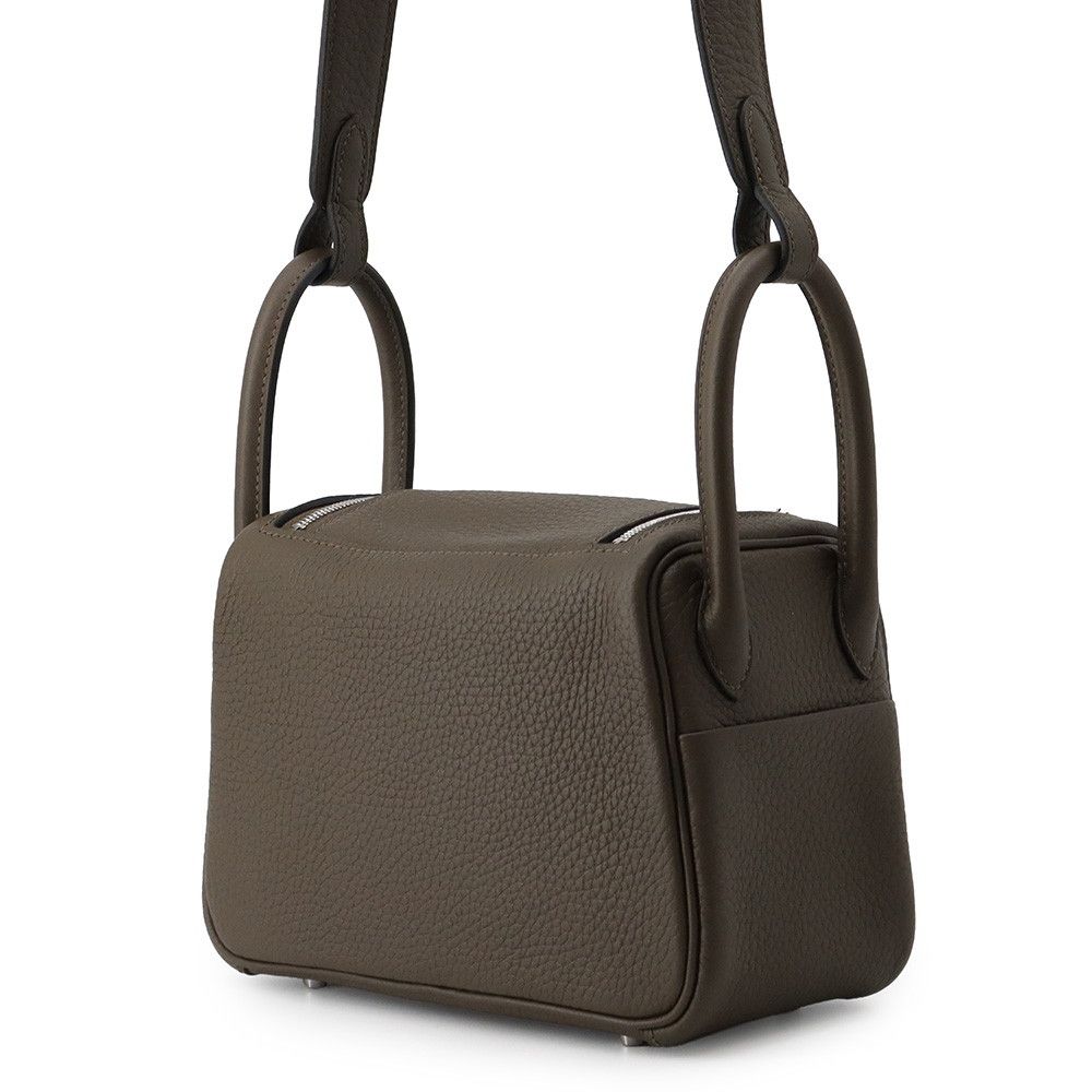 Hermes Handbag Lindy Mini Vert Roden Silver Taurillon Clemence 2-Way — view 2