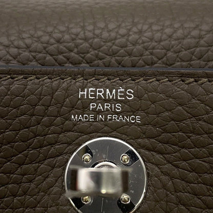 Hermes Handbag Lindy Mini Vert Roden Silver Taurillon Clemence 2-Way — view 6