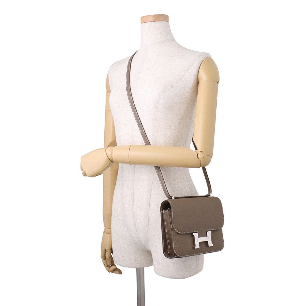 Hermes Shoulder Bag Mini Constance 3 Miroir Etoupe Silver Epsom — view 5