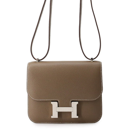 Hermes Shoulder Bag Mini Constance 3 Miroir Etoupe Silver Epsom