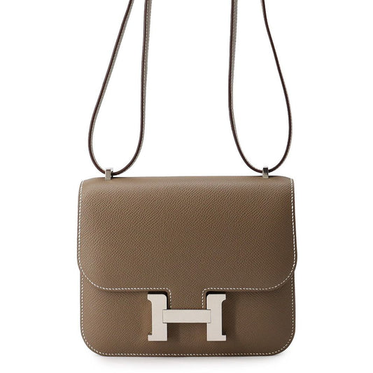 Hermes Shoulder Bag Mini Constance 3 Miroir Etoupe Silver Epsom