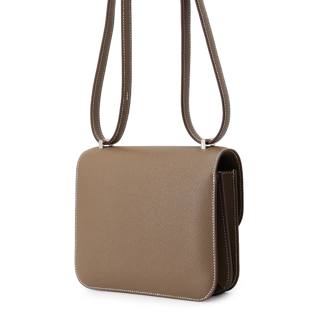 Hermes Shoulder Bag Mini Constance 3 Miroir Etoupe Silver Epsom — view 2